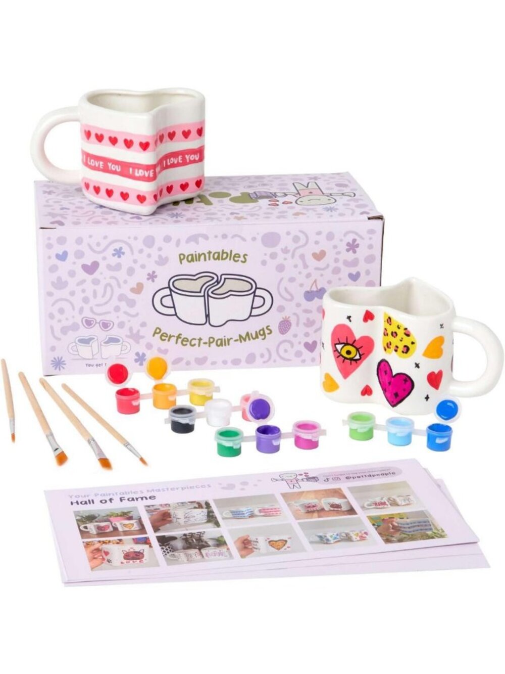 Heart-Shaped Mug Painting Kit for Couples - Perfect Date Night Gift Set